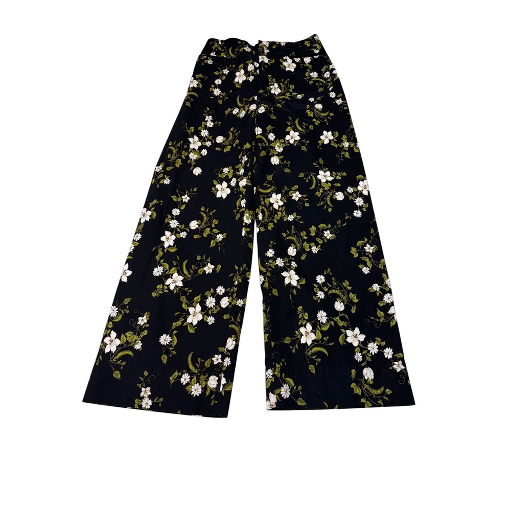 Maeve The Colette Black Floral Wide Leg Cropped Pants Womens Size 25X26